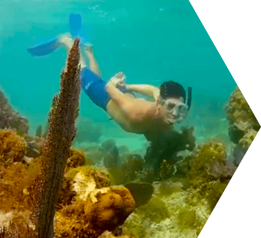 Man snorkeling the reefs in the Dry Tortugas